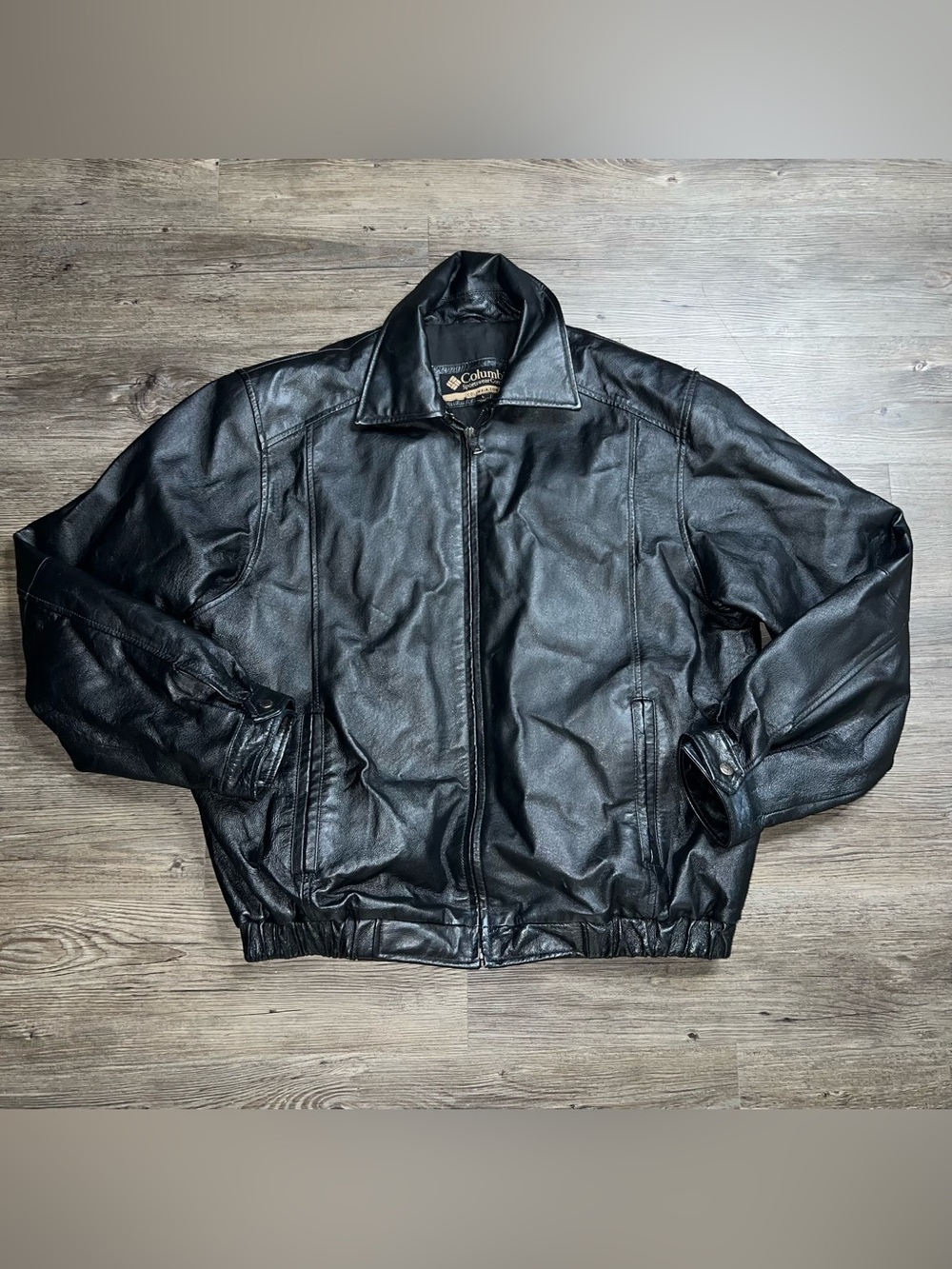Vintage Columbia Leather Jacket L Bomber 90’s Retro Grunge Gorpcore Bikercore